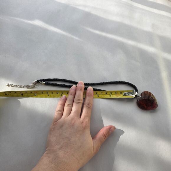 Jay King Mine Finds Heart Amber Necklace Sterling Silver 925 Leather New 18" - Picture 9 of 10